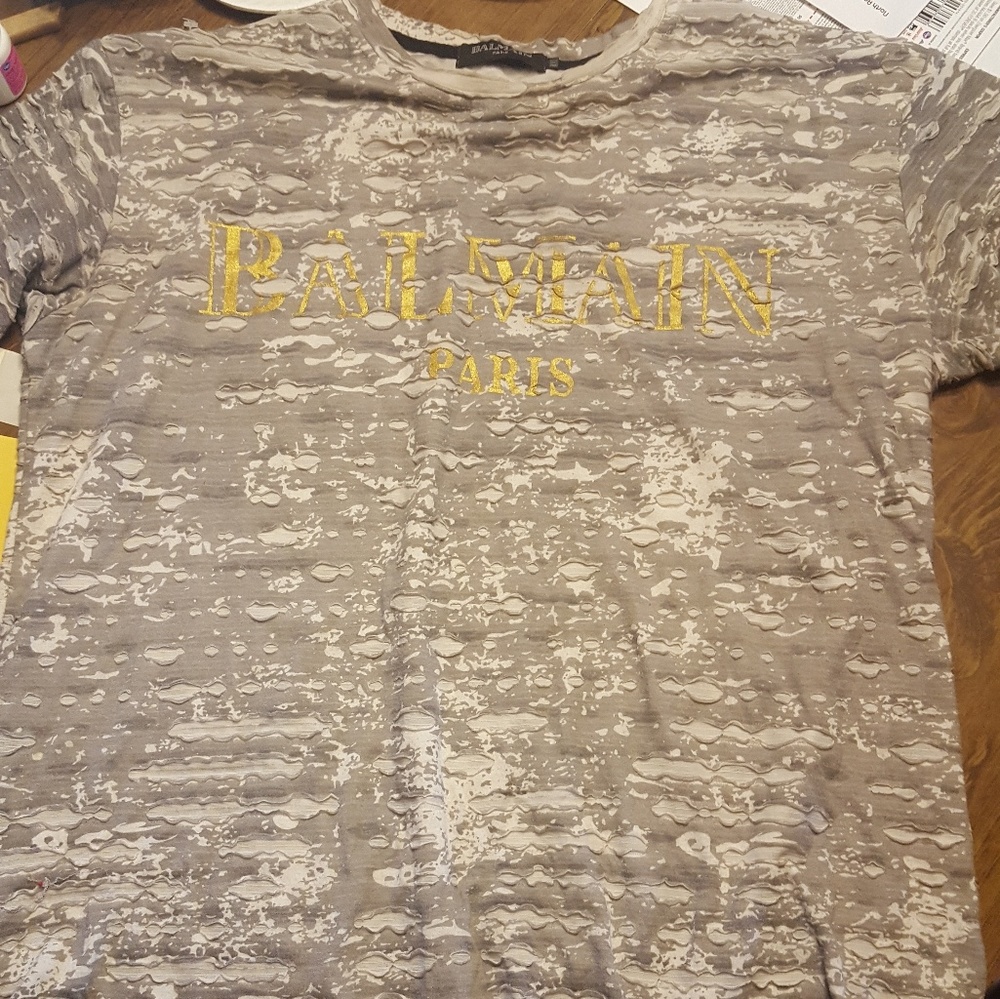 XXL Balmain Paris Distressed T-shirt